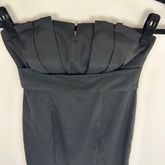 Ark & Co Womens Strapless Fitted Cotton Blend A-Line Black Mini Dress Small - Picture 3 of 8
